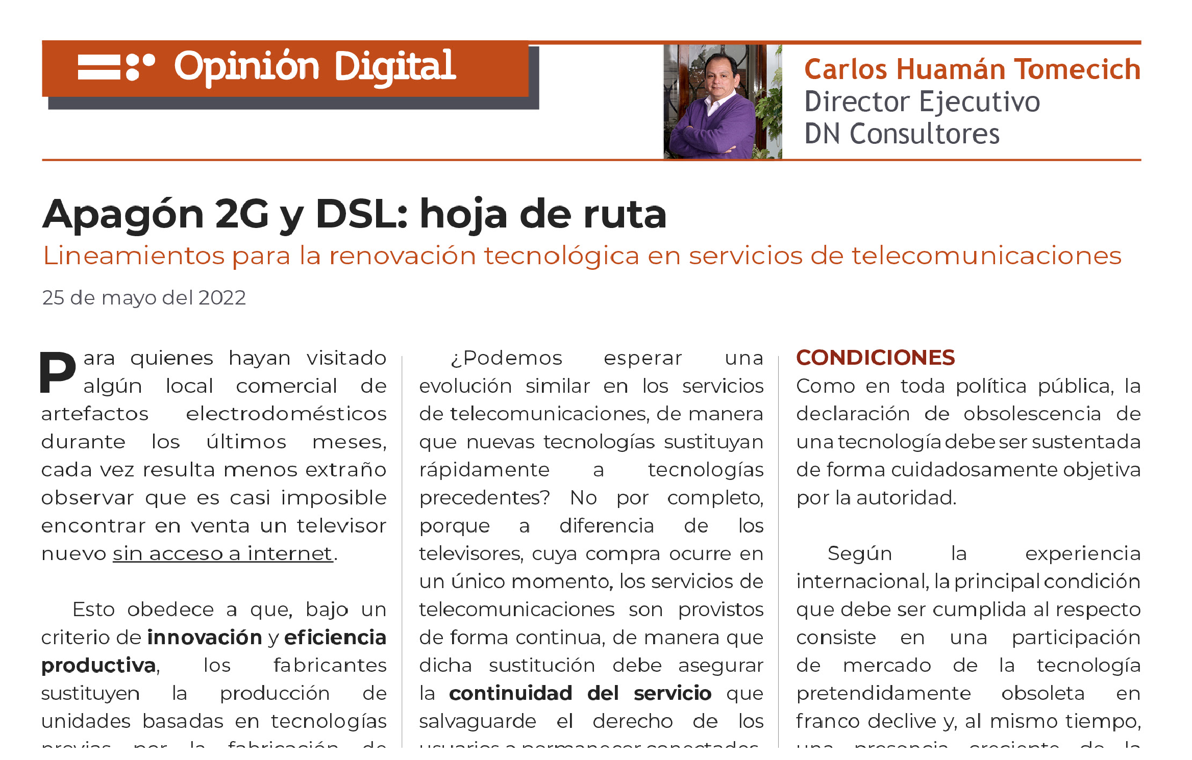  Apagón 2G y DSL: hoja de ruta  Lineamientos para la renovación tecnológica en servicios de telecomunicaciones 