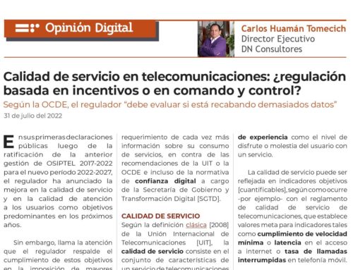  Calidad de servicio en telecomunicaciones Según la OCDE, el regulador “debe evaluar si está recabando demasiados datos” 
